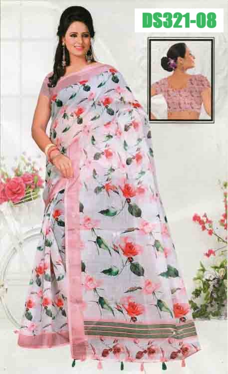 Semi Linen Saree DS321-08