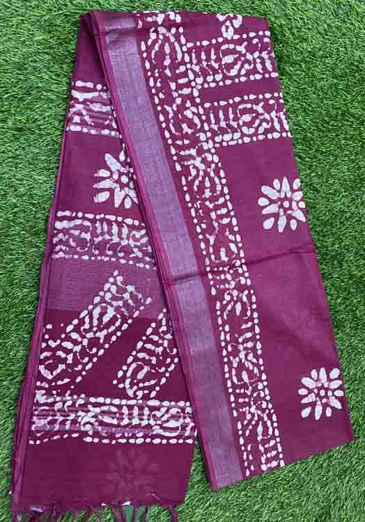 Batik Print Semi Linen Saree DS335-01