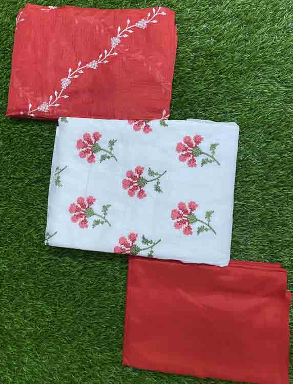 White and Red Churidar Set DC210-05