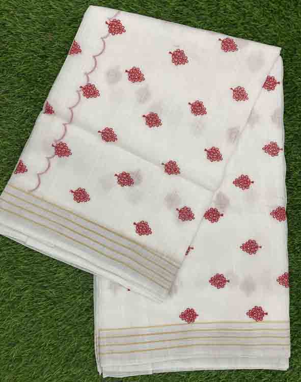 White Chanderi Silk Saree DS327-08