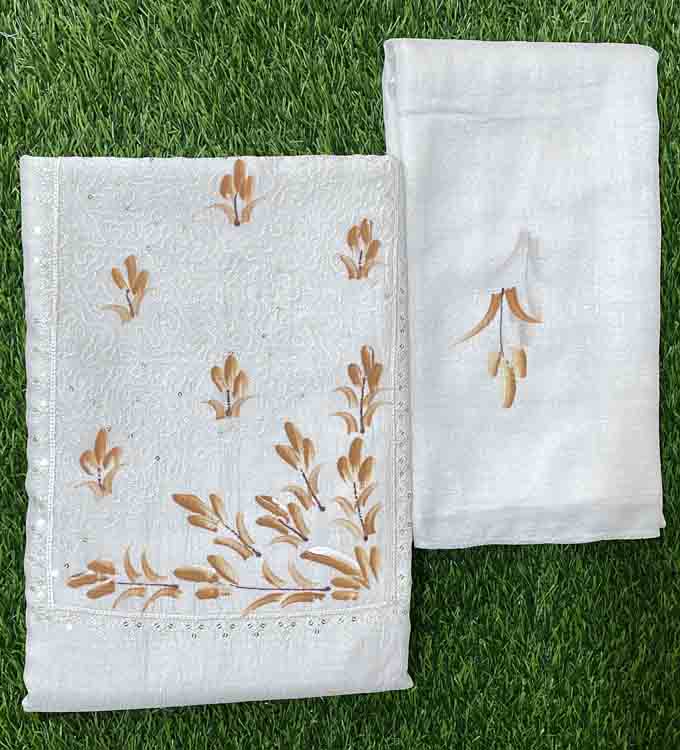 White Color Vichitra Silk Churidar Set DC237-16