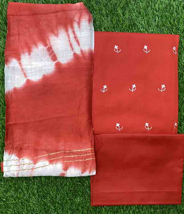 White and Red Cotton Churidar Set DC229-04