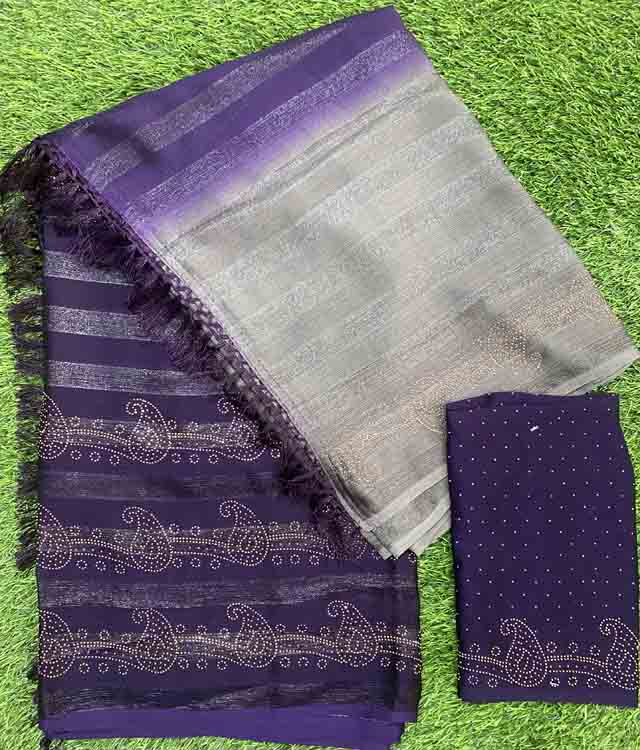 Party Wear Chiffon Fancy Saree with Stone Work DS399-01