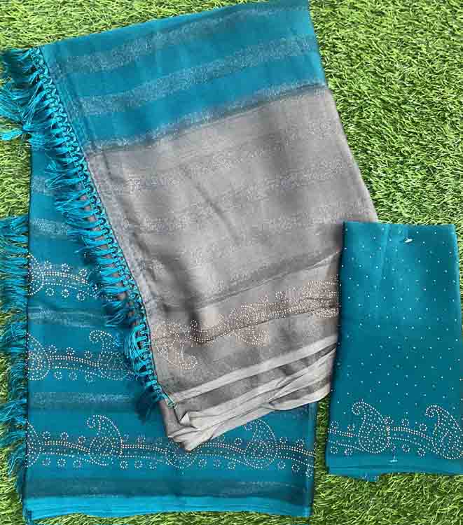 Party Wear Chiffon Fancy Saree with Stone Work DS399-05