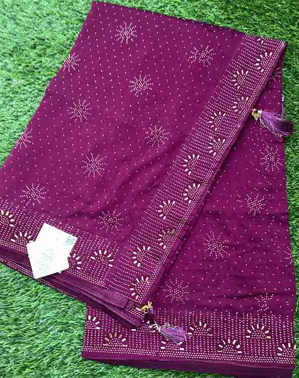 Vichitra Silk Fancy Saree with Beautiful Stone Work DS420-02