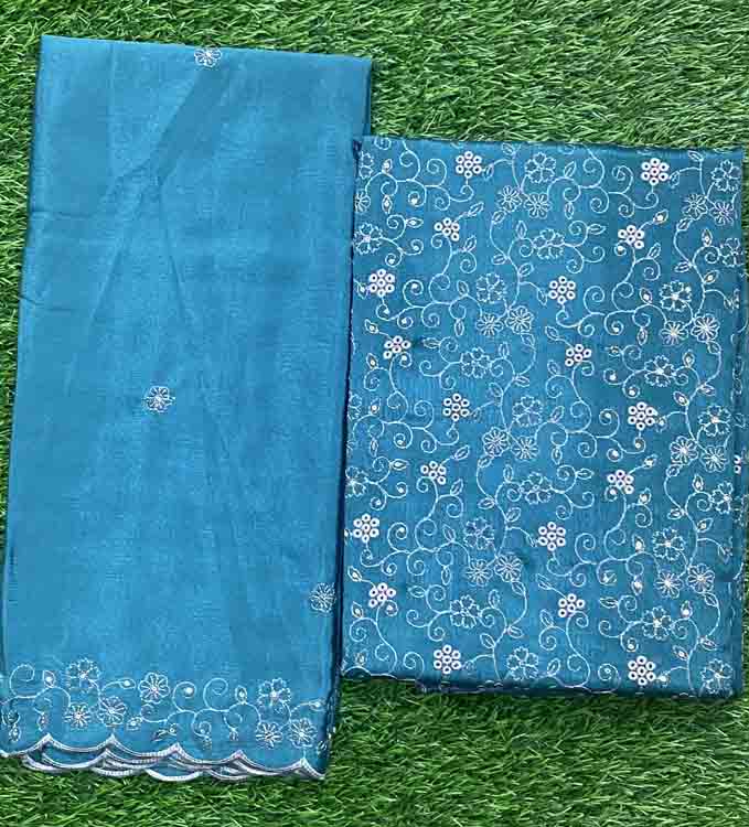 Embroidered Vichitra Silk Churidar Materials Set DC329-06