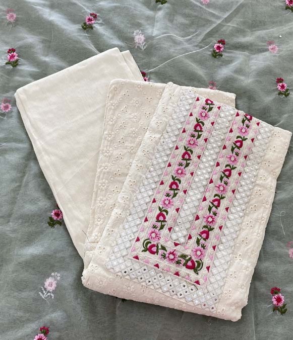 Pure Cotton Hakoba Churidar Material (Off White Color) – DC323-08