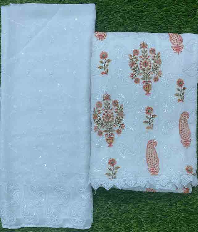 White Colour Georgette Churidar Materials DC318-04