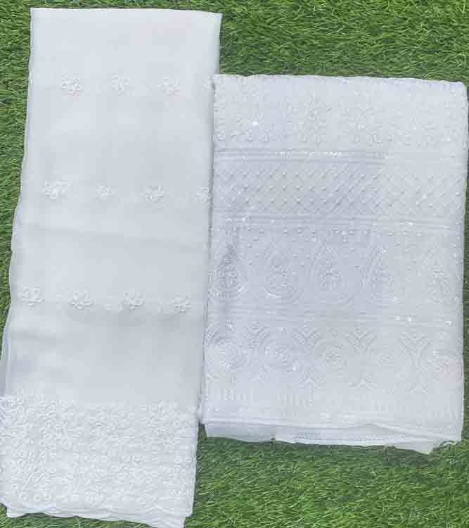 White Colour Georgette Churidar Materials DC318-06
