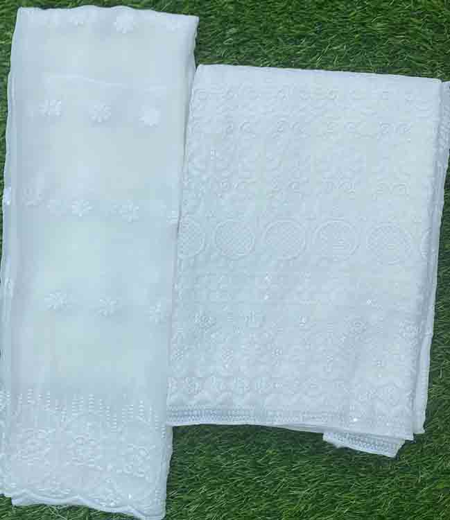 White Colour Georgette Churidar Materials DC318-08