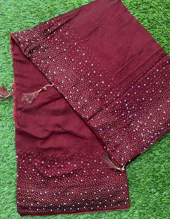Vichitra Silk Stone Hand Worked Fancy Saree (Party Wear Saree) DS432-04
