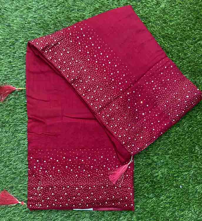 Vichitra Silk Stone Hand Worked Fancy Saree (Party Wear Saree) DS432-08