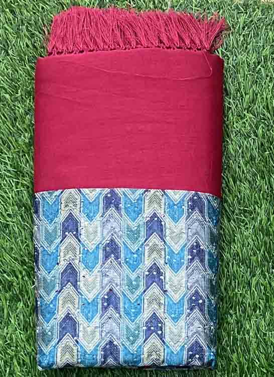 Plain Vichitra Silk Saree with Blouse DS468-01