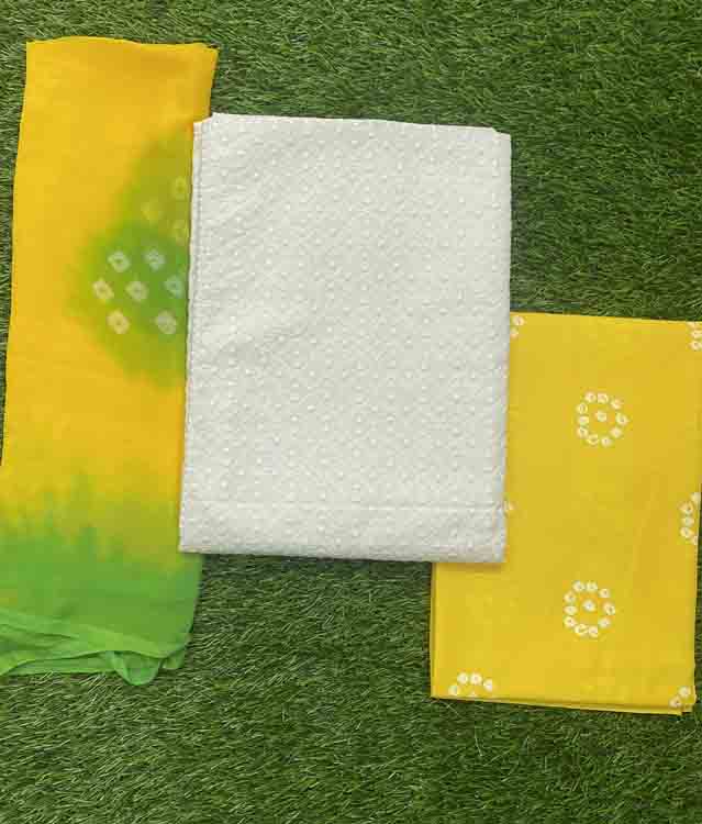 White Color Cotton Churidar Materials Set DC357-10