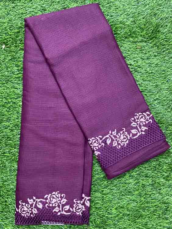 Cut Work Embroidered Net Kota Saree DS479-01