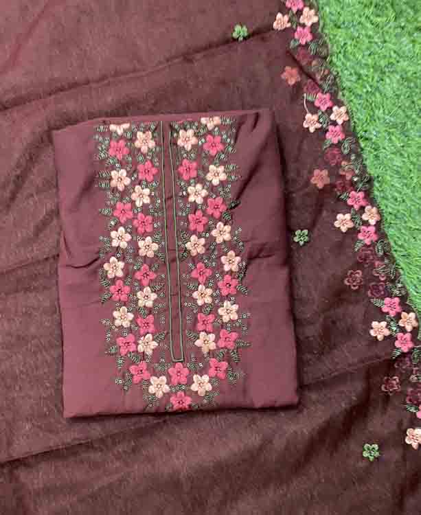 Embroidered Semi Silk Churidar Materials DC375-01