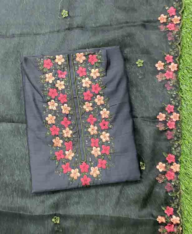 Embroidered Semi Silk Churidar Materials DC375-03