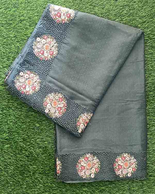 Art Silk Sarees with Beautiful Cut Work Embroidery DS647-18