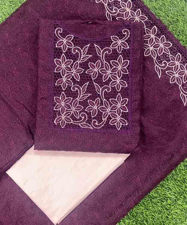 Phulkari Net Kota Churidar Materials Set with Cut Work Embroidery DC403-02