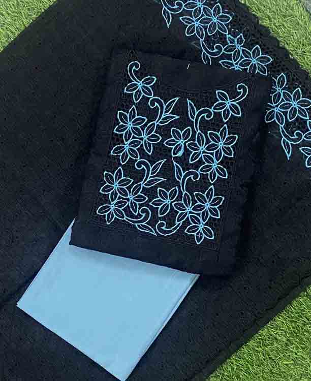 Phulkari Net Kota Churidar Materials Set with Cut Work Embroidery DC403-08