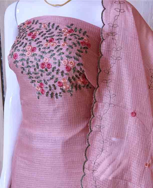 Unstitched Net Kota Churidar Materials Set with Beautiful Embroidery DC396-08