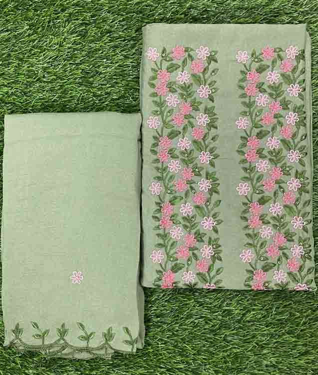 Embroidered Vichitra Silk Churidar Materials Set DC387-04