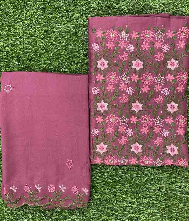 Embroidered Vichitra Silk Churidar Materials Set DC387-06