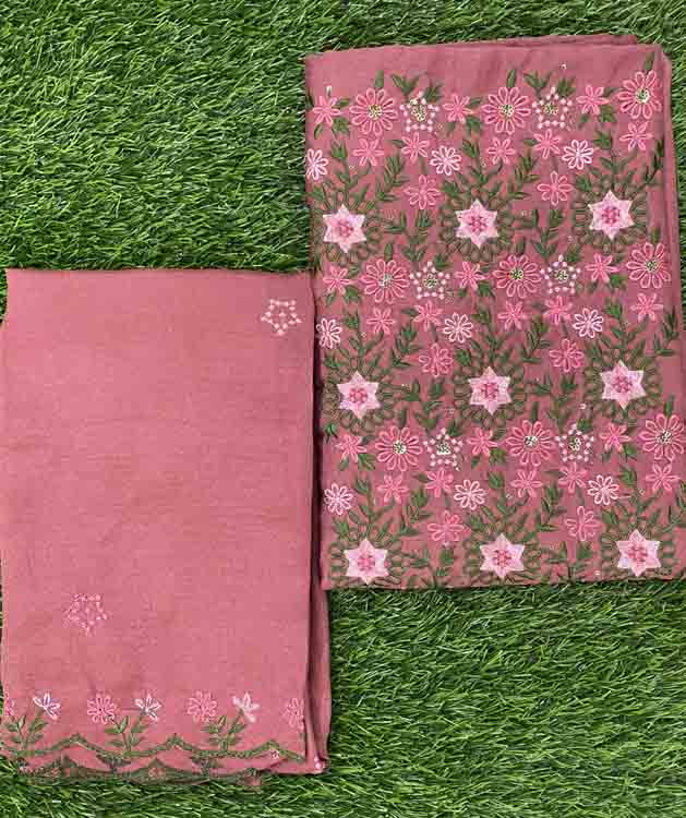 Embroidered Vichitra Silk Churidar Materials Set DC387-08