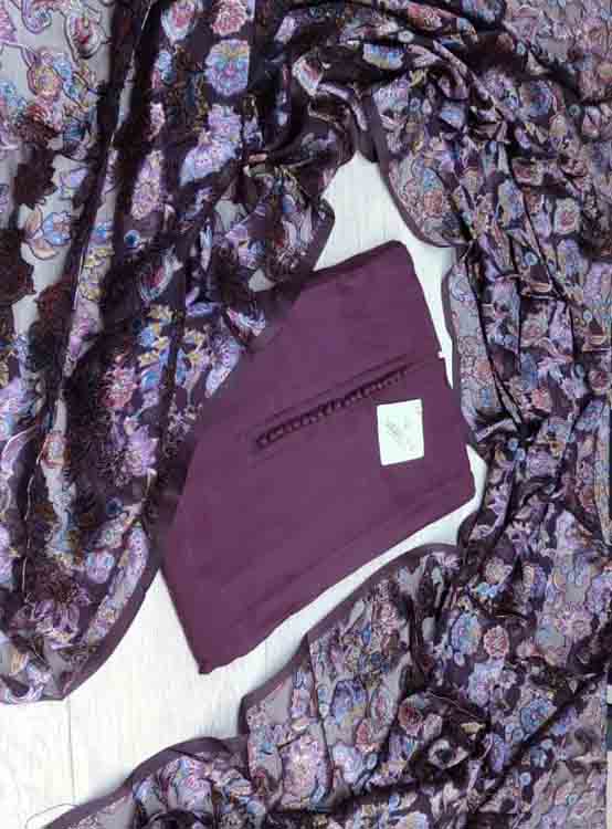 Soft Silk Churidar Materials Set with Floral Print Brasso Shawl DC391-01
