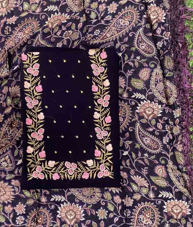 Georgette Churidar Materials Set with Floral Print Brasso Shawl DC391-05