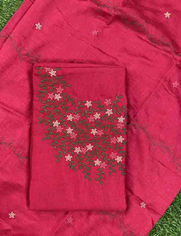 Unstitched Vichitra Silk Churidar Set with Embroidery Work DC397-05