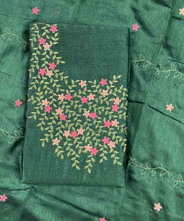 Unstitched Vichitra Silk Churidar Set with Embroidery Work DC397-07