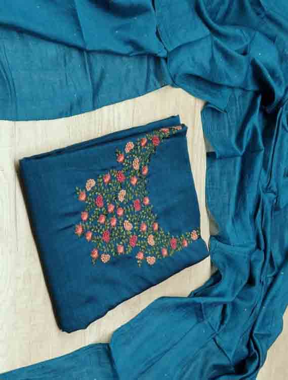 Unstitched Vichitra Silk Churidar Set DC400-04