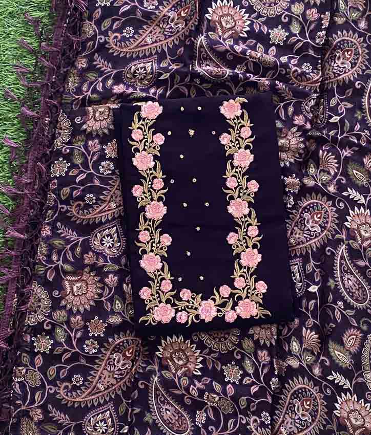 Georgette Churidar Materials Set with Brasso Shawl DC425-04