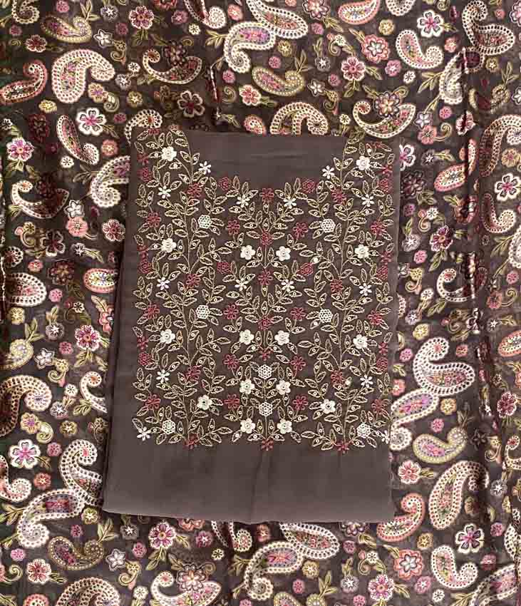 Georgette Churidar Materials Set with Brasso Shawl DC425-06