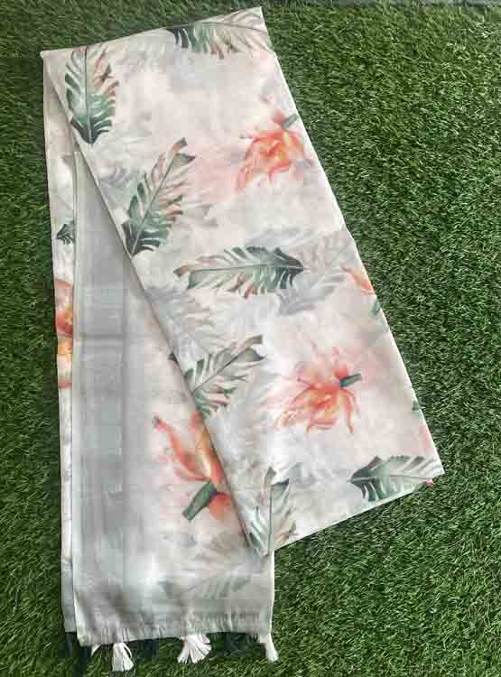 Floral Print Linen Saree DS518-05