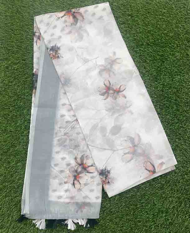 Floral Print Linen Saree DS518-08