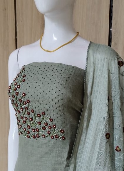 Unstitched Linen Churidar Set DC430-04