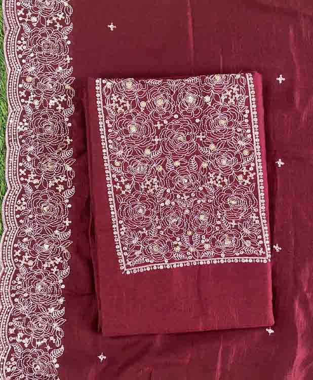 Embroidered Vichitra Silk Churidar Materials Set DC412-04
