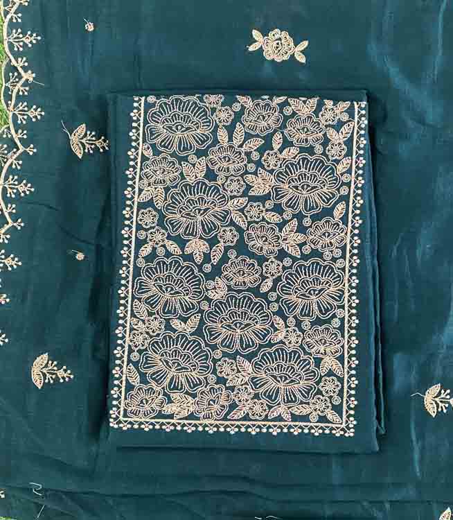 Embroidered Vichitra Silk Churidar Materials Set DC412-08