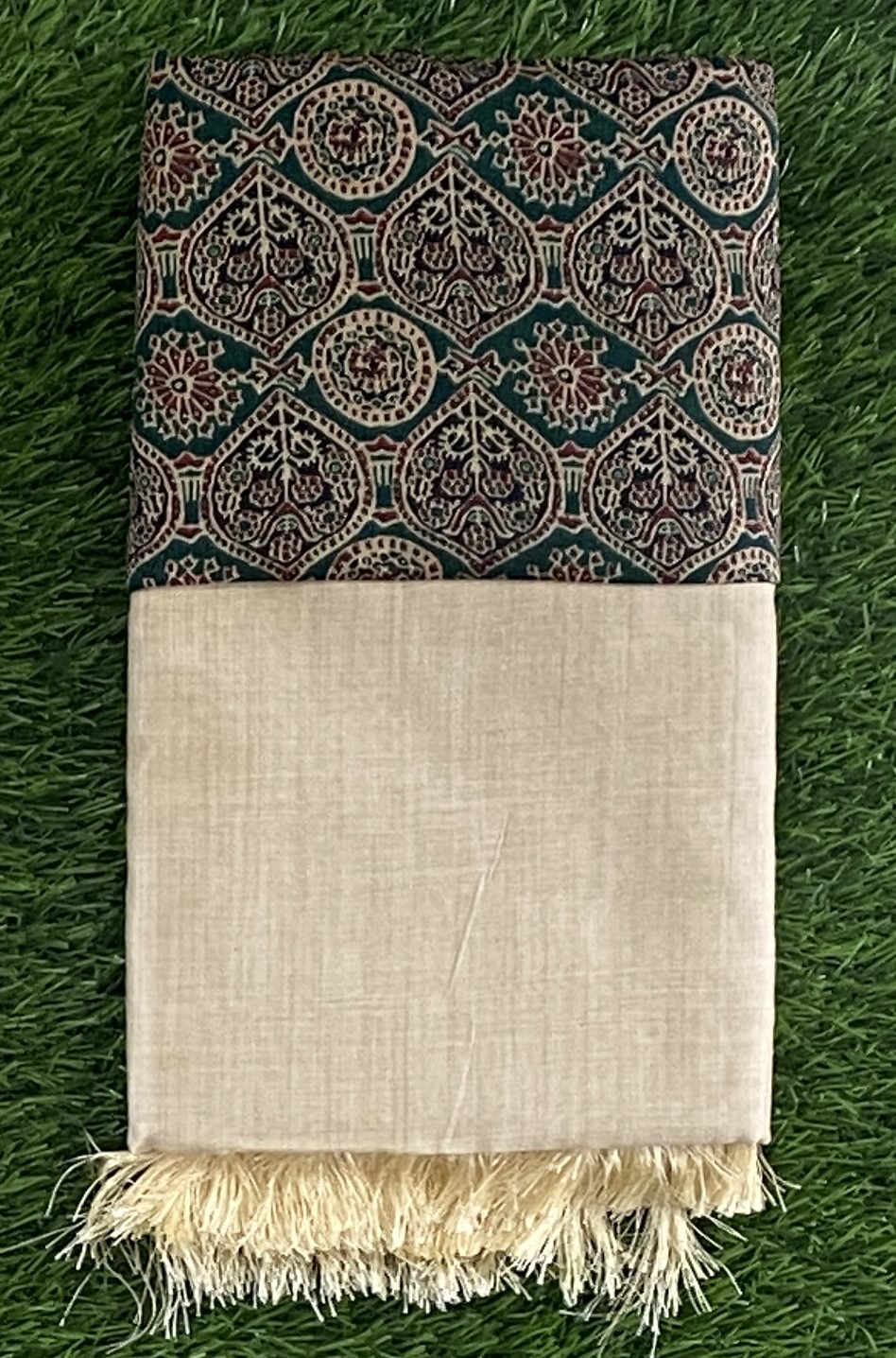 Semi Silk Set Saree with Ajarakh Print Blouse DS533-03