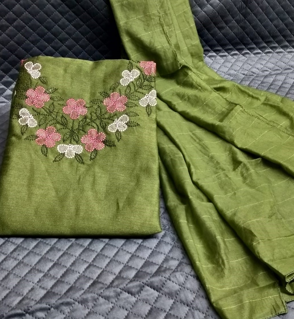 Unstitched Vichitra Silk Churidar Materials Set DC467-01