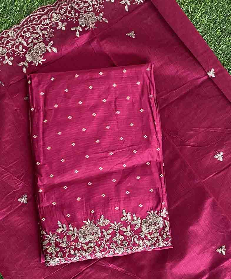 Unstitched Banarasi Chanderi Silk Churidar Materials Set DC472-01