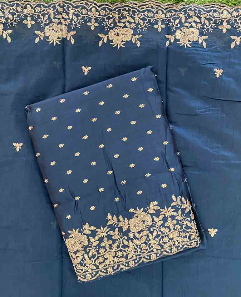 Unstitched Banarasi Chanderi Silk Churidar Materials Set DC472-03