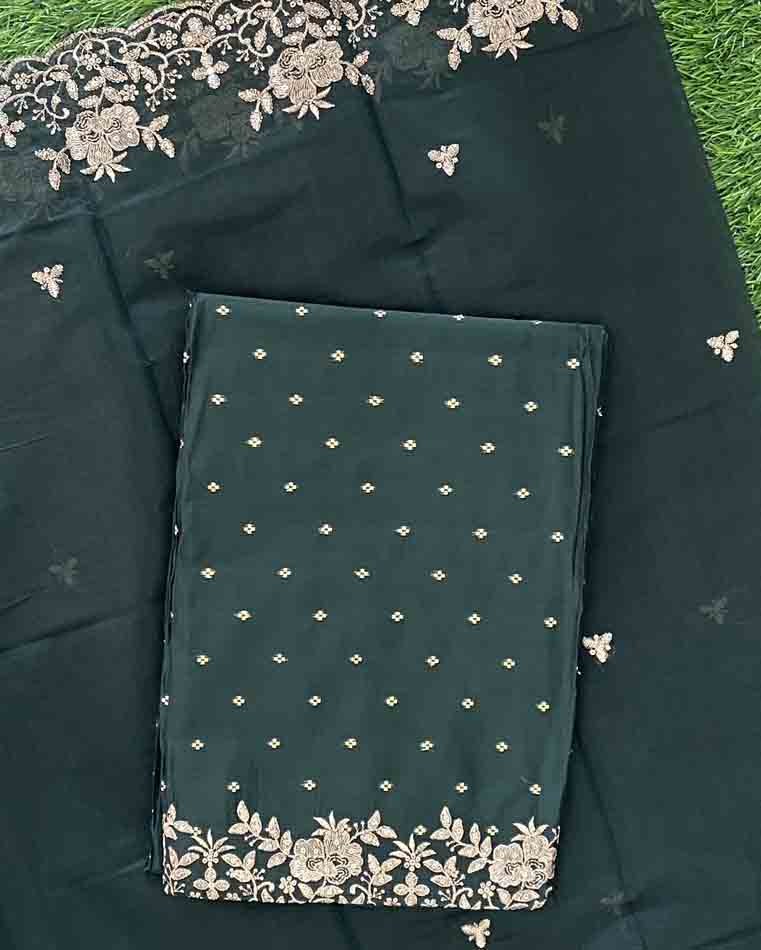 Unstitched Banarasi Chanderi Silk Churidar Materials Set DC472-07