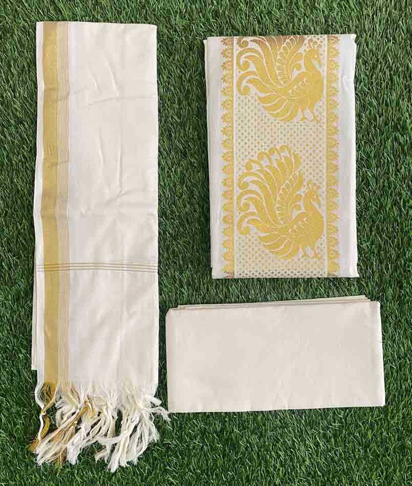 Kerala Kasavu Churidar Set – Cotton DC469-03