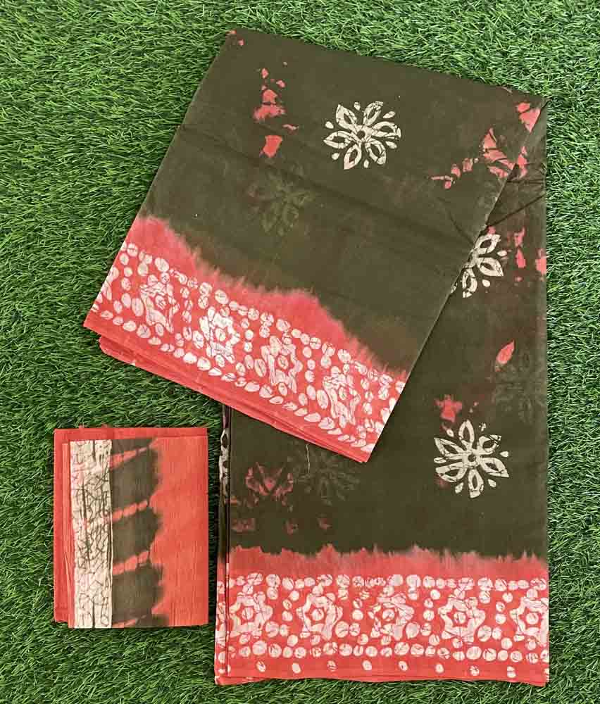 Cotton Batik Print Saree with Blouse DS604-03