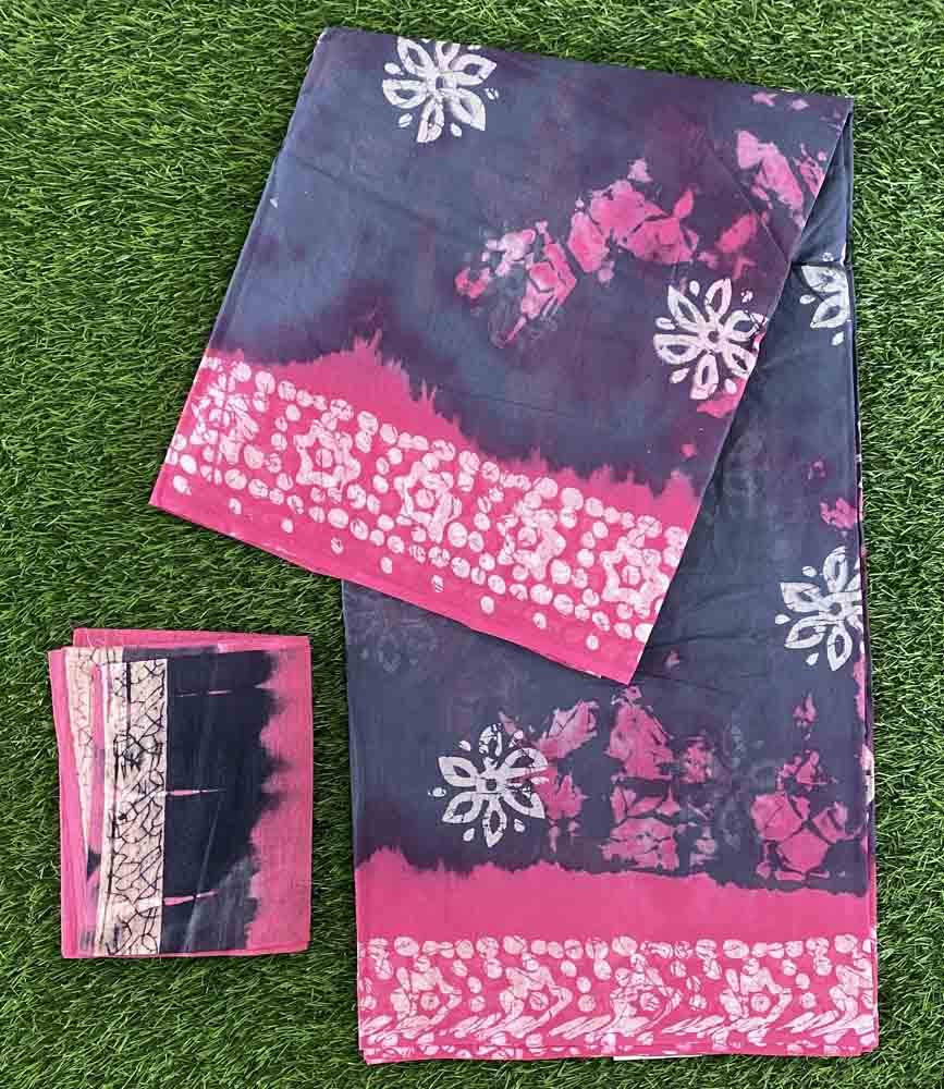 Cotton Batik Print Saree with Blouse DS604-05