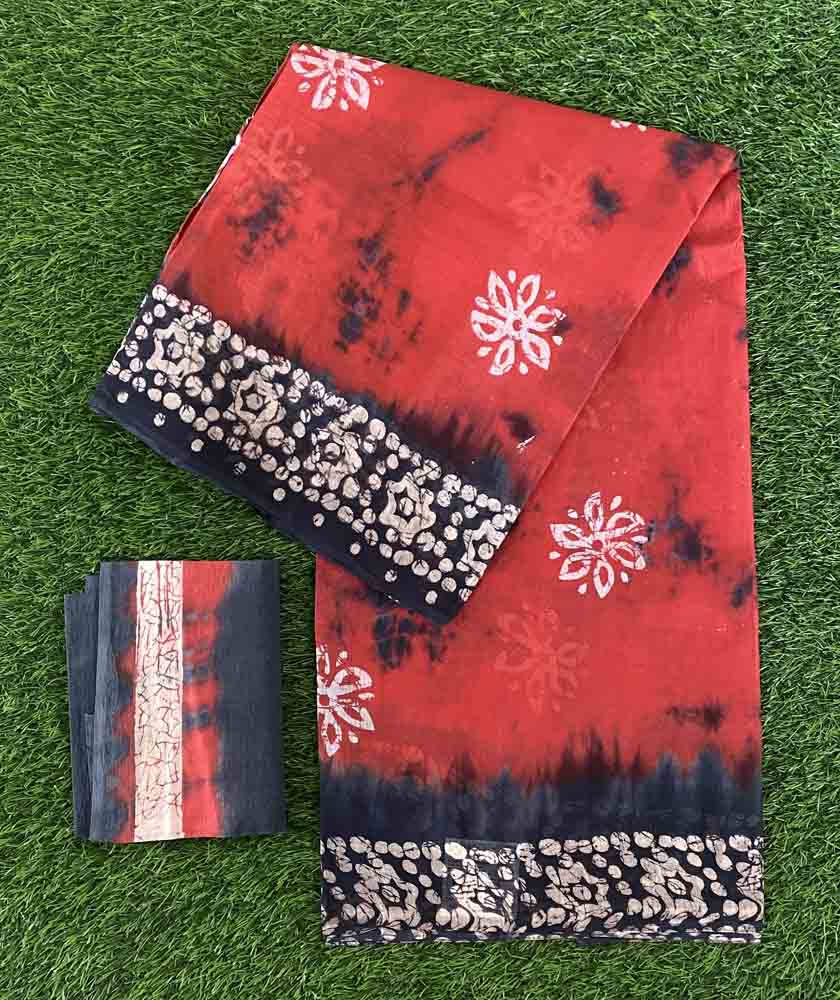 Cotton Batik Print Saree with Blouse DS604-07