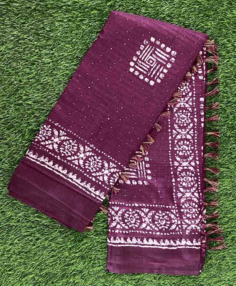 Semi silk Party Wear Saree with Batik Print and Sequence Work DS606-01
